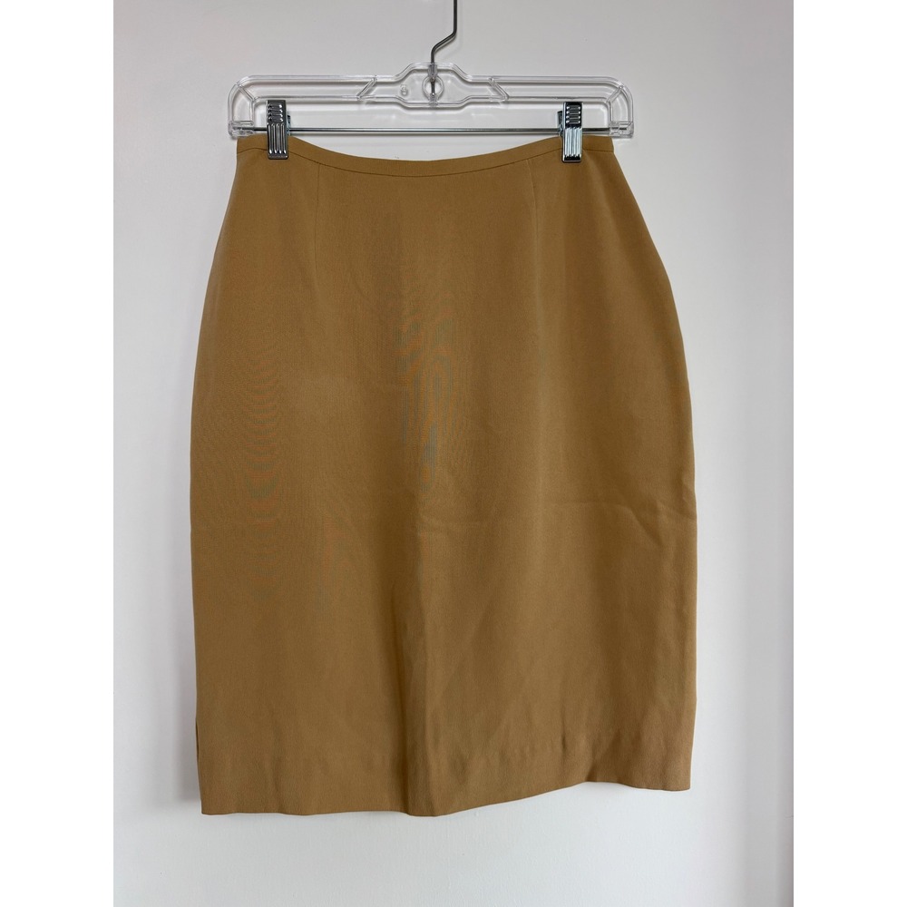 Dana Buchman Petite 6 Silk Pencil Skirt Camel Tan High‎ Waist Lined 100 Silk